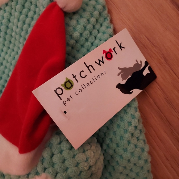 Patchwork Holiday Penguin Toy Santa Hat Mint Hanging Stocking 15 Inch Dog Gift - Picture 7 of 8